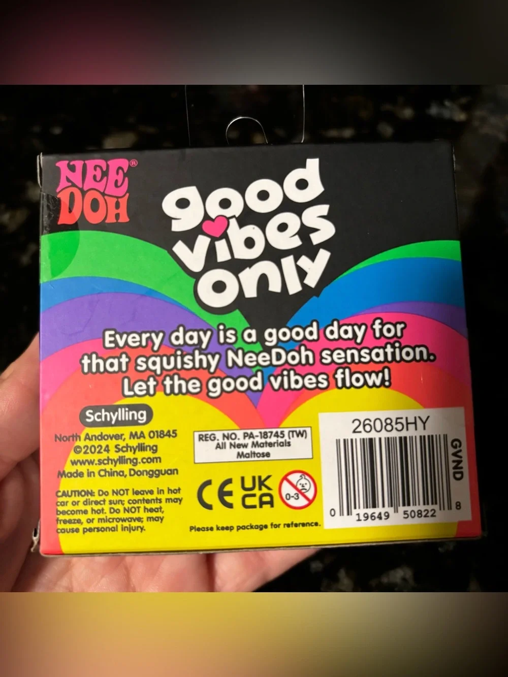 NeeDoh Good Vibes Only Peace Heart Squishy Toy- Blue
